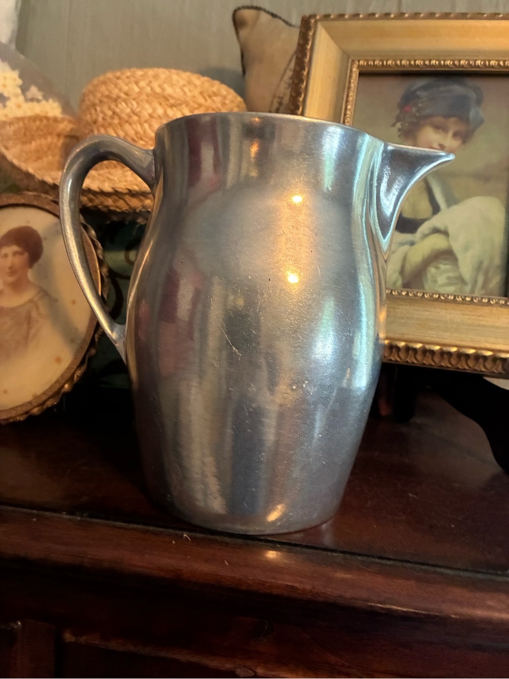Elegant Silver-Tone Metal Pitcher for Serving & Display